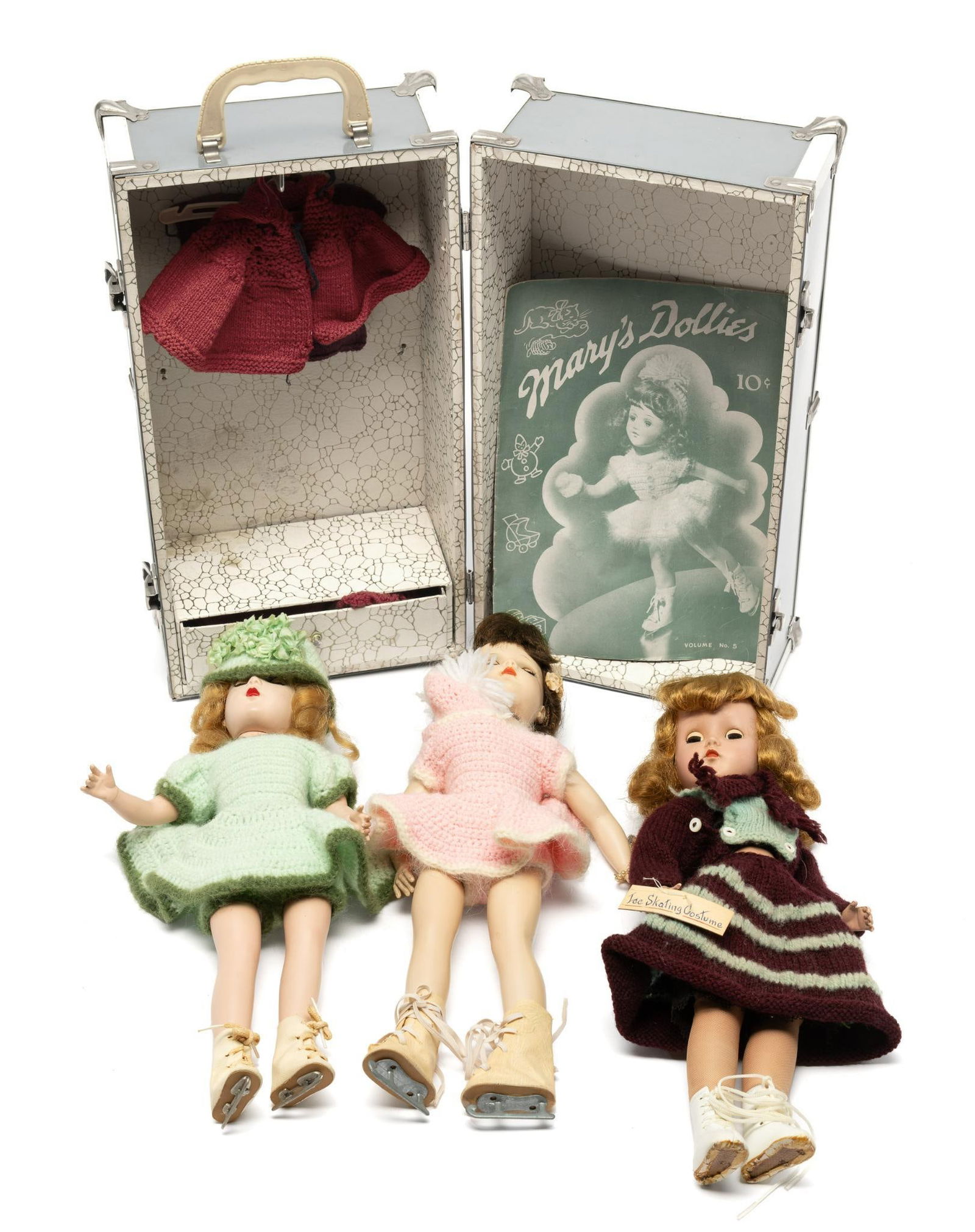(3) Mary Hoyer Dolls with Clothes and Trunk (1 of 4)