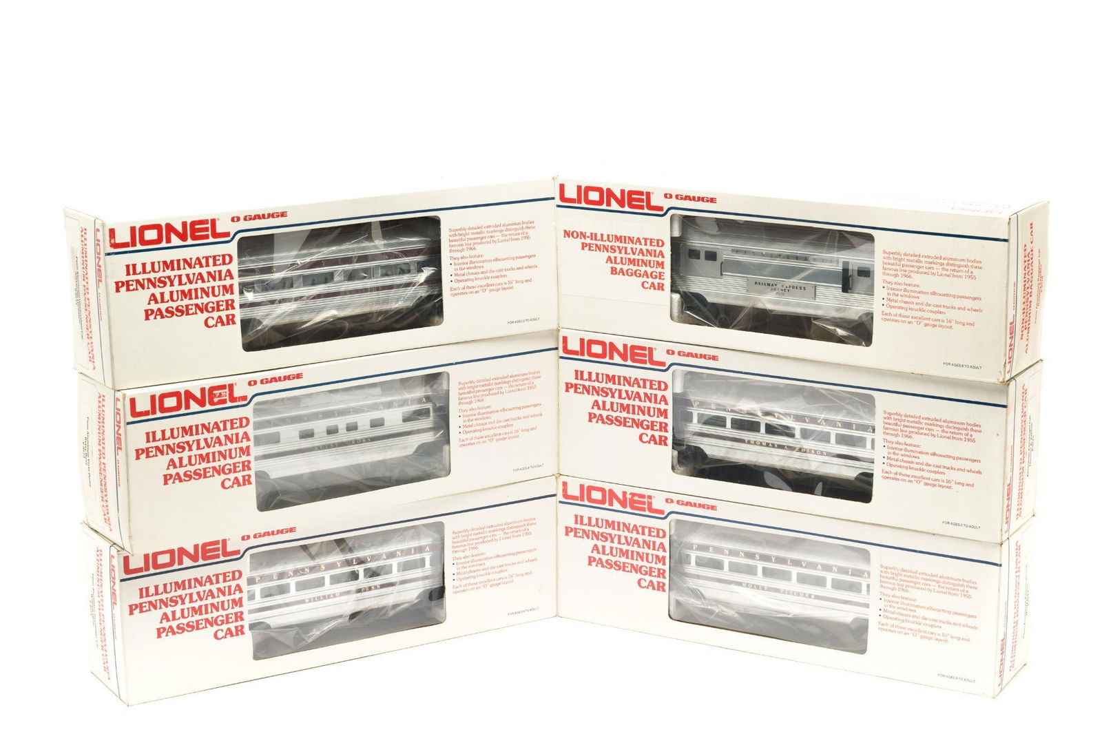6 Aluminum Lionel Pennsylvania Railroad O-Gauge Passenger Cars (1 of 2)