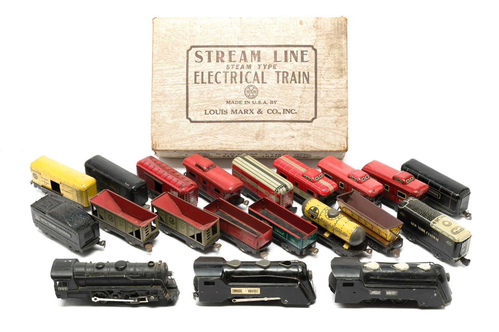 20 Pieces of Vintage Metal Marx Trains & Cars Incl OB (1 of 13)