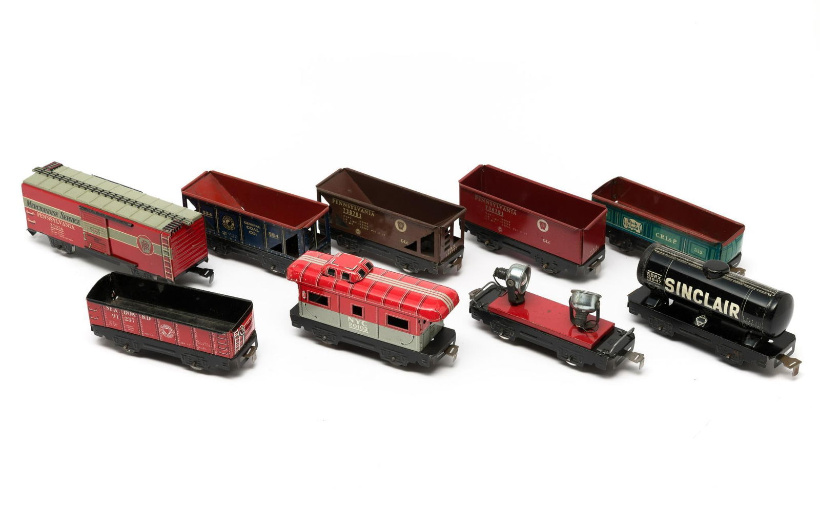 9 Marx Tin Rolling Stock Cars (1 of 3)