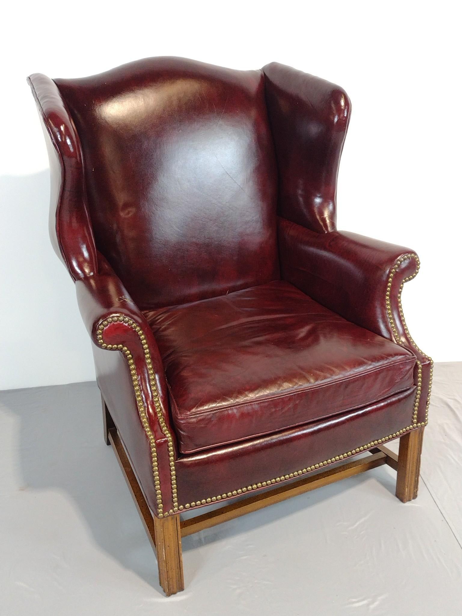 Sherrill Leather Wingback Chair (1 of 8)