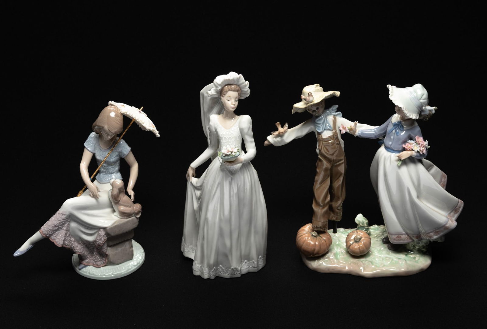 3 Lladro Figurines incl Scarecrow and the Lady (1 of 10)