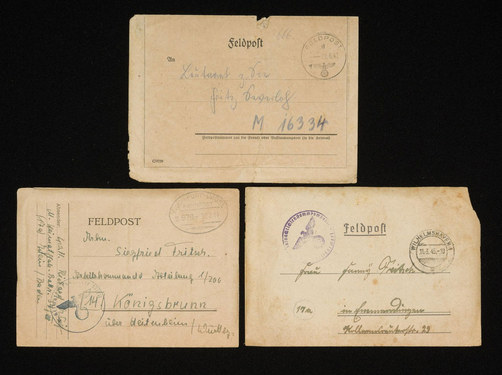 3 WWII German Feldpost Letters (1 of 4)