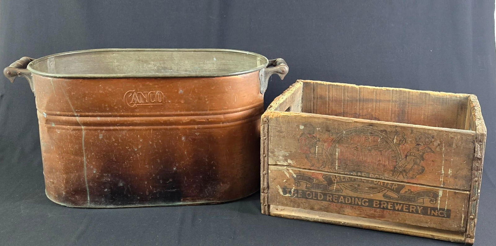 Old Reading Brewery Crate and Canco Copper Boiler (1 of 5)