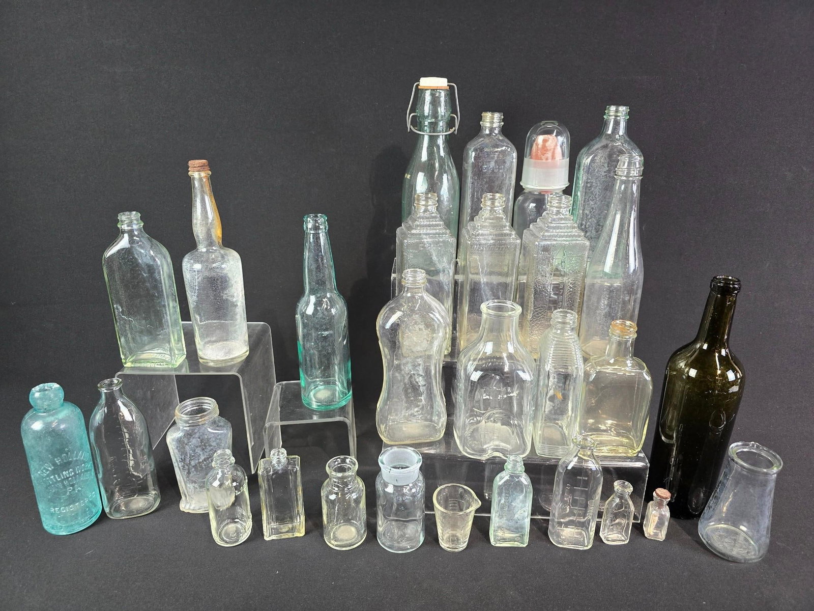 29 Vintage Bottles incl New Holland, PA: 2-1/2" to 11-1/2" high.