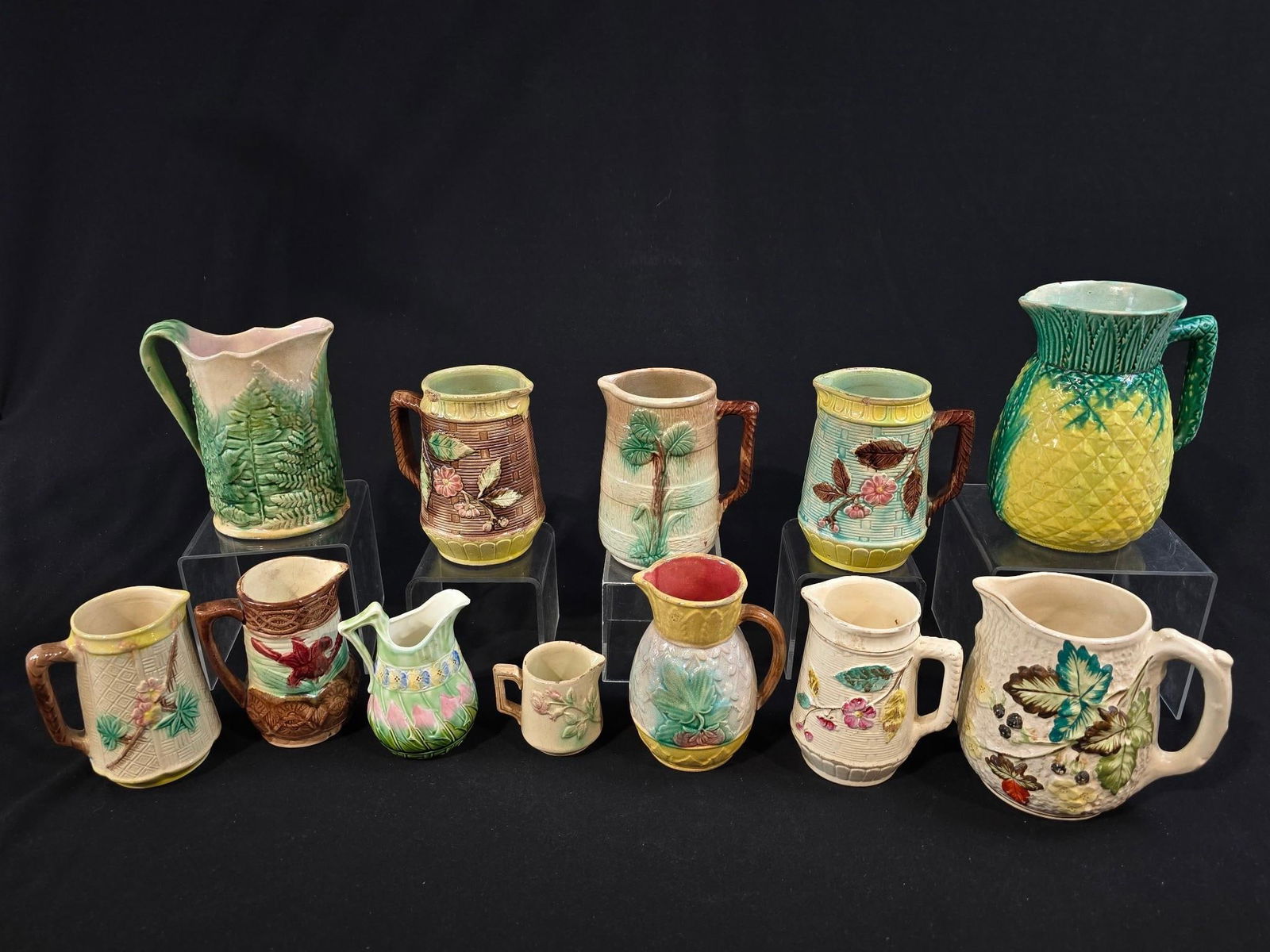 12 Antique & Vintage Majolica Pitchers (1 of 7)