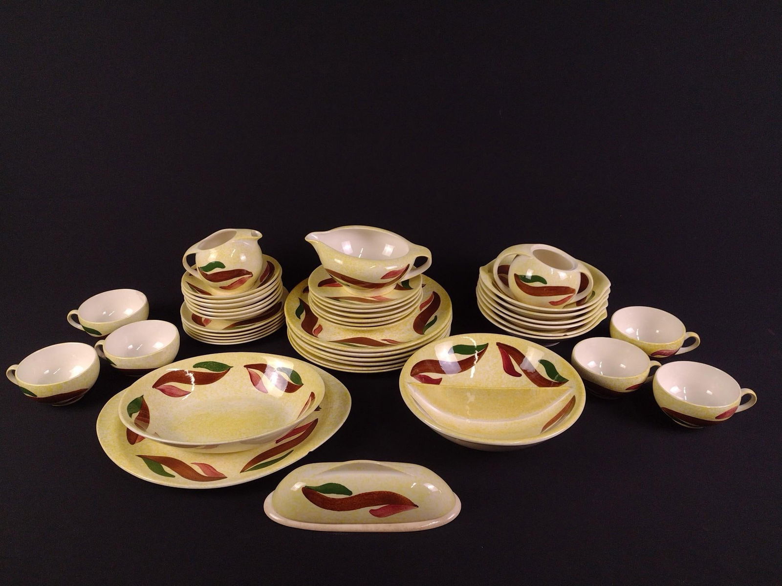 42 Pc Blue Ridge Dinnerware: NOT ELIGIBLE FOR IN-HOUSE SHIPPING. Dinner plate: 9-1/2" diameter. Some pieces with chips.