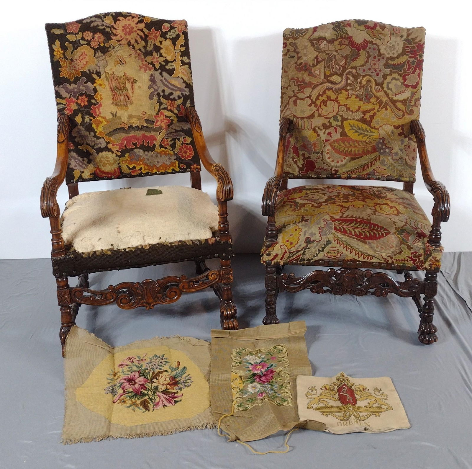 Two Antique Needlepoint Chairs (1 of 7)