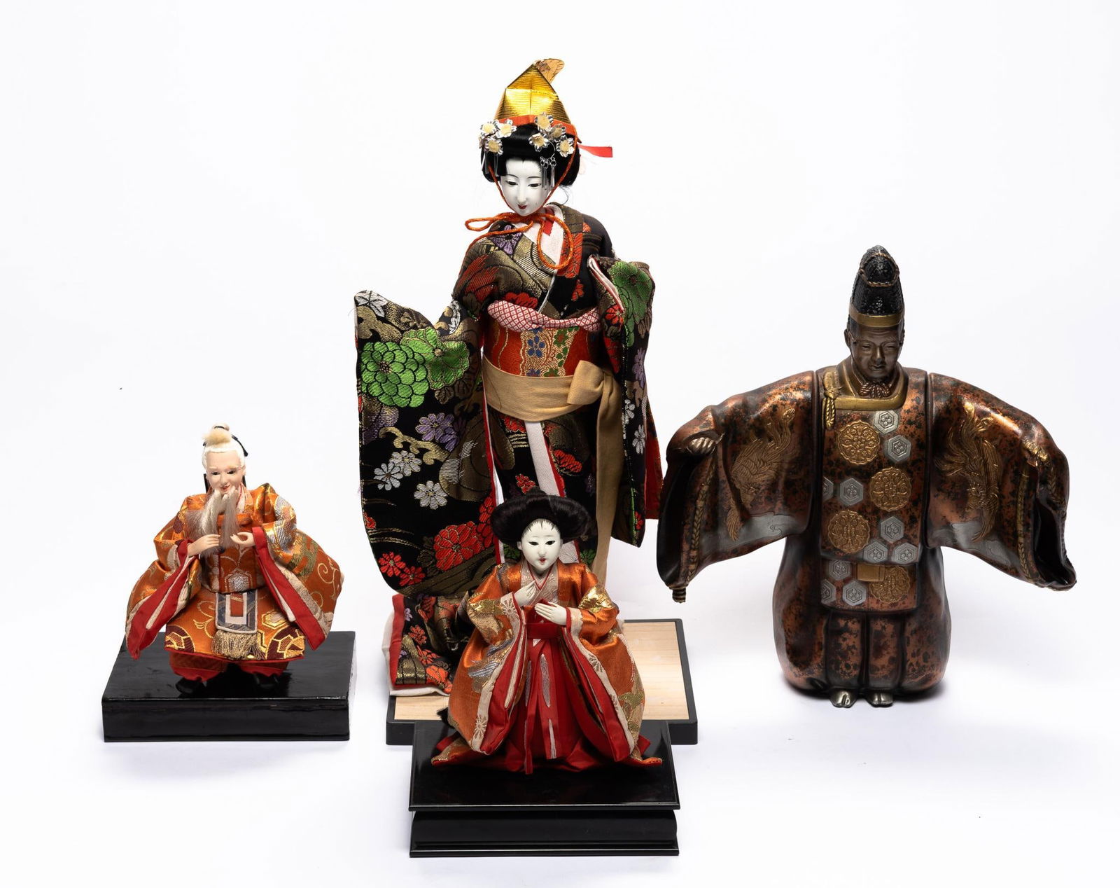 3 Asian Dolls and Mixed Metal Asian Figurine (1 of 7)