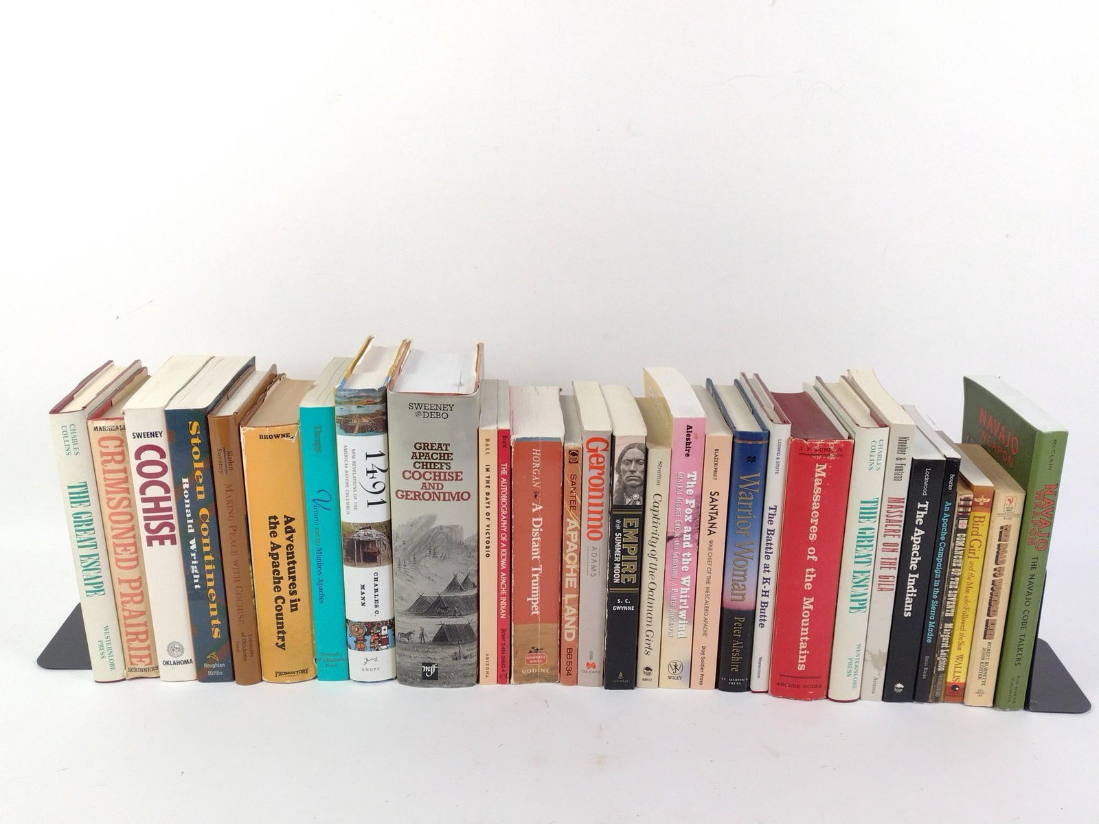 30 Native American Books incl Hardcover and Paperback: NOT ELIGIBLE FOR IN-HOUSE SHIPPING. Includes Massacre On The Gila, The Apache Indians, and more.