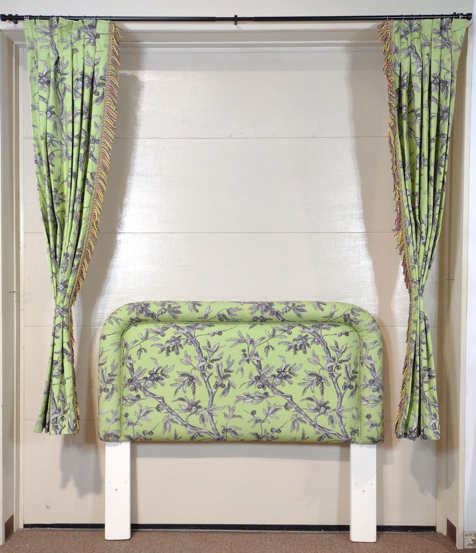 Lee Jofa Stationary Side Panel Curtains and Upholstered Headboard (1 of 4)