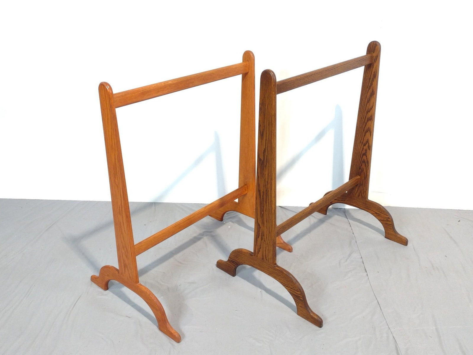 Pr Wood Towel Racks: NOT ELIGIBLE FOR IN-HOUSE SHIPPING. Each 29-1/2" wide X 22" deep X 36-3/4" high.