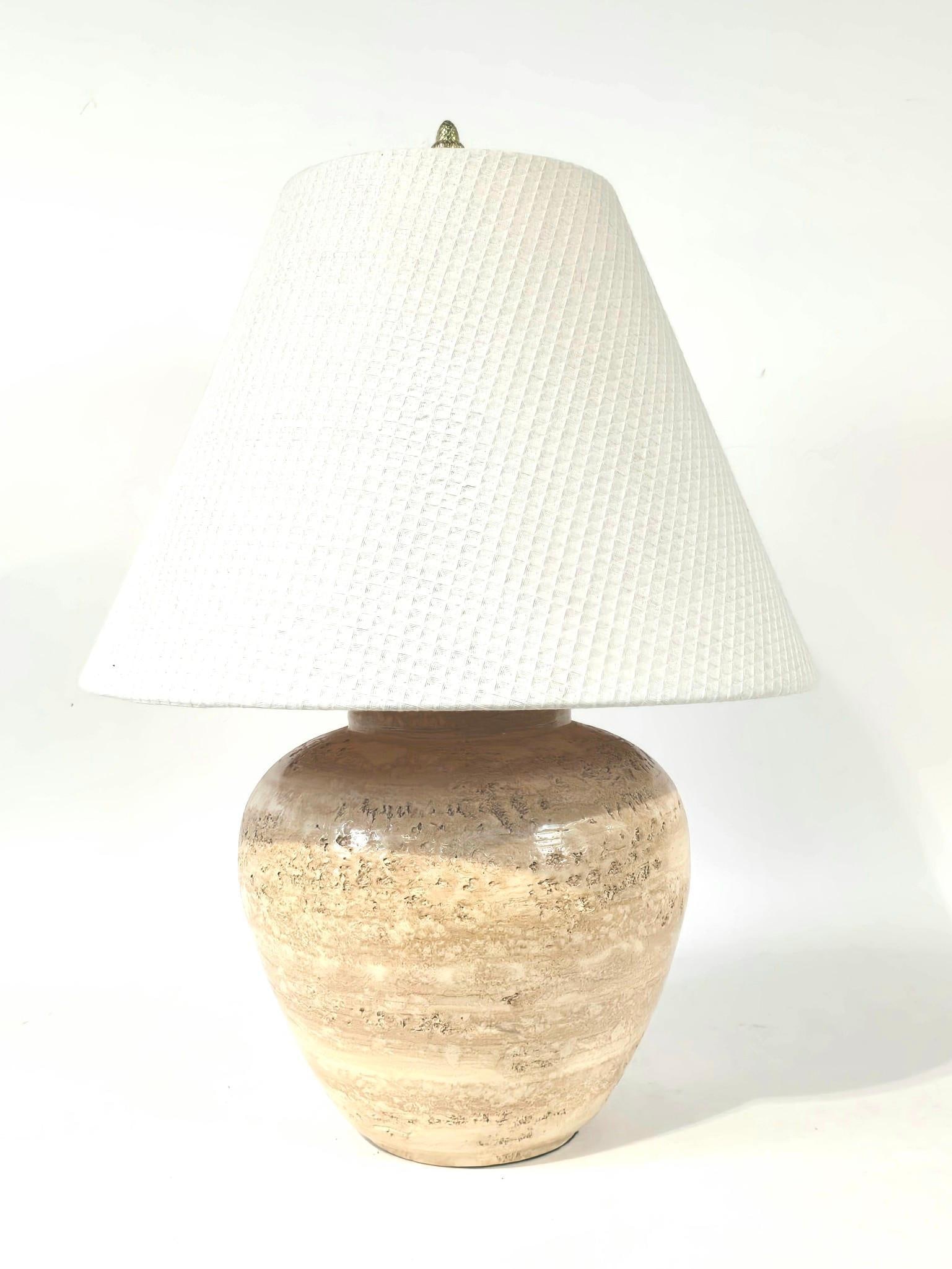 Ceramic Table Lamp: NOT ELIGIBLE FOR IN-HOUSE SHIPPING. Working. Overall with shade: 17-1/4" diameter x 25-1/2" high.