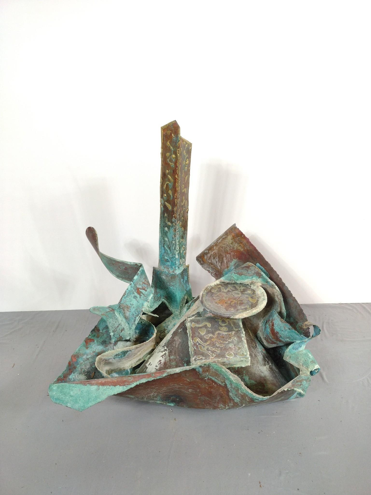 Copper Fountain: NOT ELIGIBLE FOR IN-HOUSE SHIPPING. 26" wide X 20" deep X 26-1/2" high. Has lots of patina.