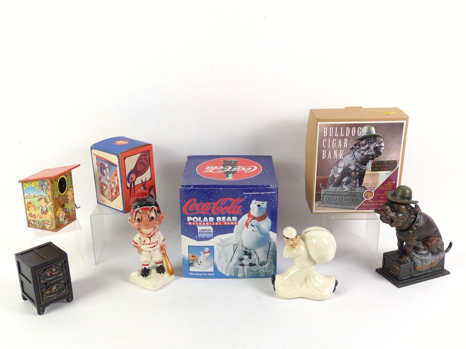 7 Vintage Coin Banks incl Mechanical and Tin Litho (1 of 16)