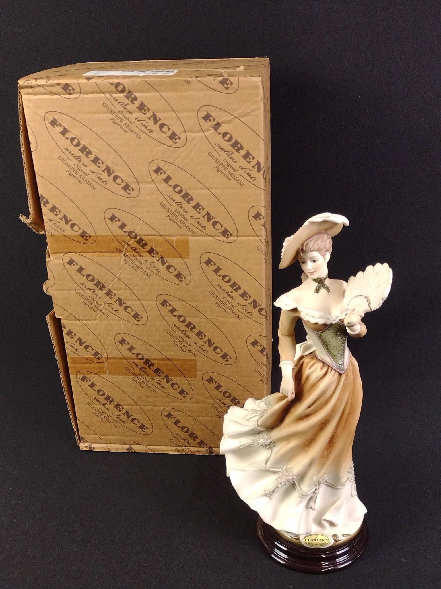Giuseppe Armani Florence "Vanessa" Figurine with OB: Figurine: 5-1/2" wide x 5-1/2" deep x 13-3/4" high. Box with some tears and tape.