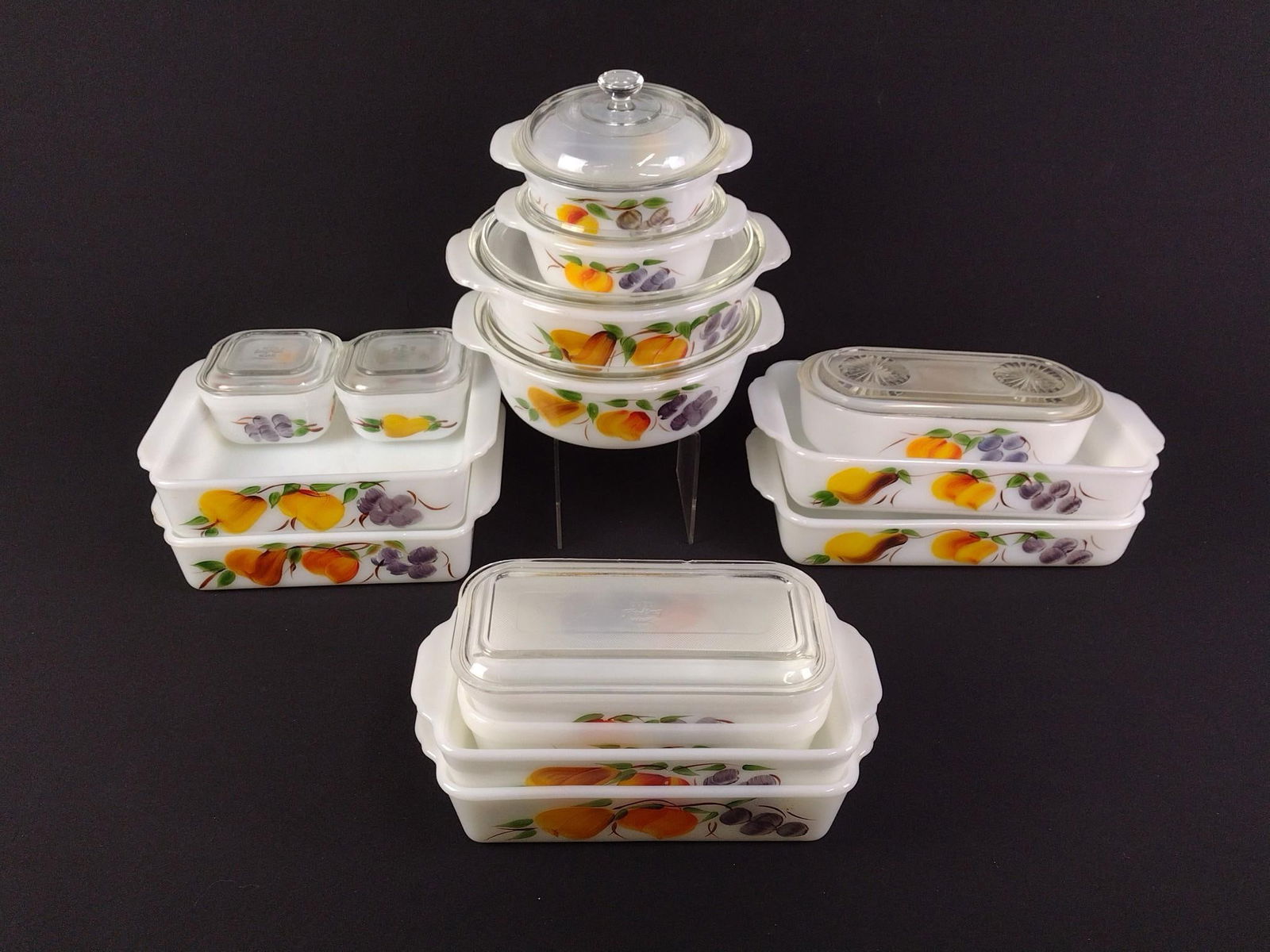 15 Pcs Fire King Bakeware with Fruit Painting (1 of 4)