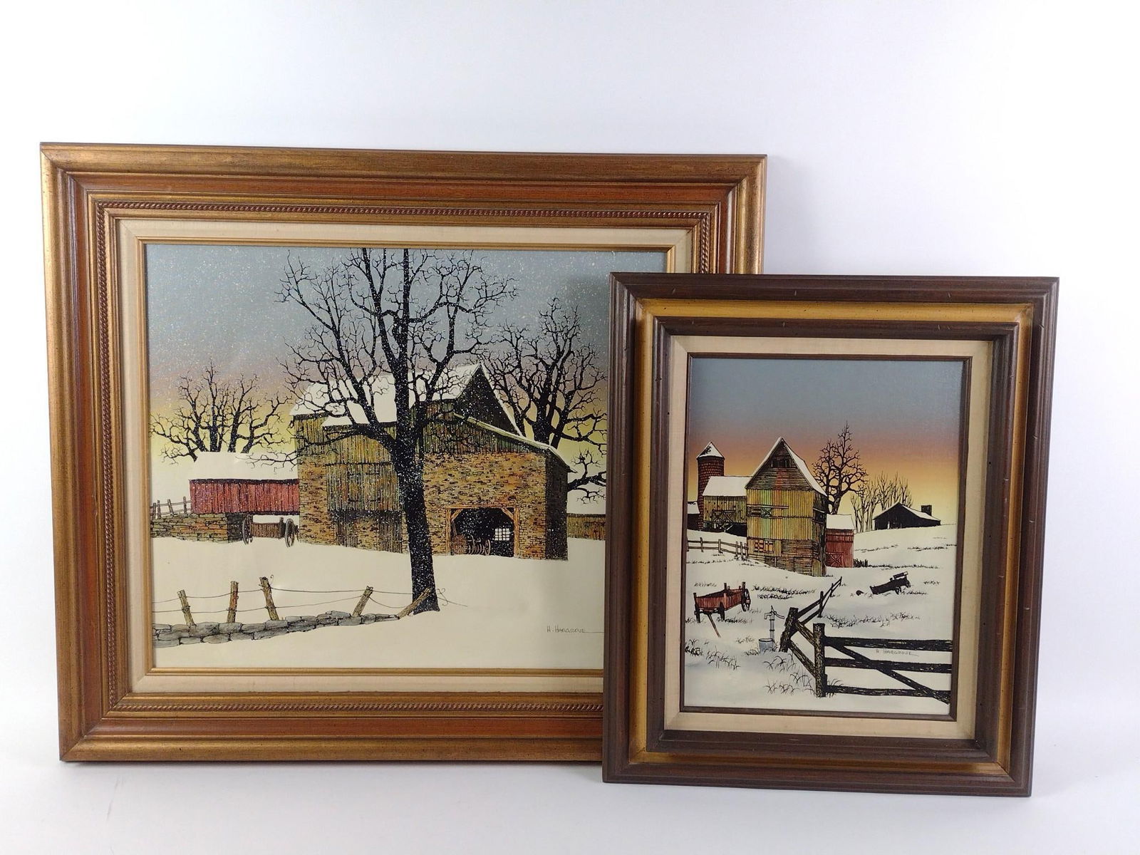 2 H. Hargrove Paintings of Winter Farm Scenes (1 of 7)