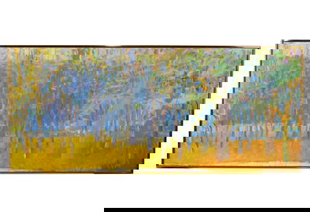Wolf Kahn Oil on Canvas Painting: NOT ELIGIBLE FOR IN-HOUSE SHIPPING. DESCRIPTION: An oil painting by Wolf Kahn, 1927 2020. Dated 1987. Titled Near The Potomac In Spring. It is from a series of work conducted on or near the C&O ca