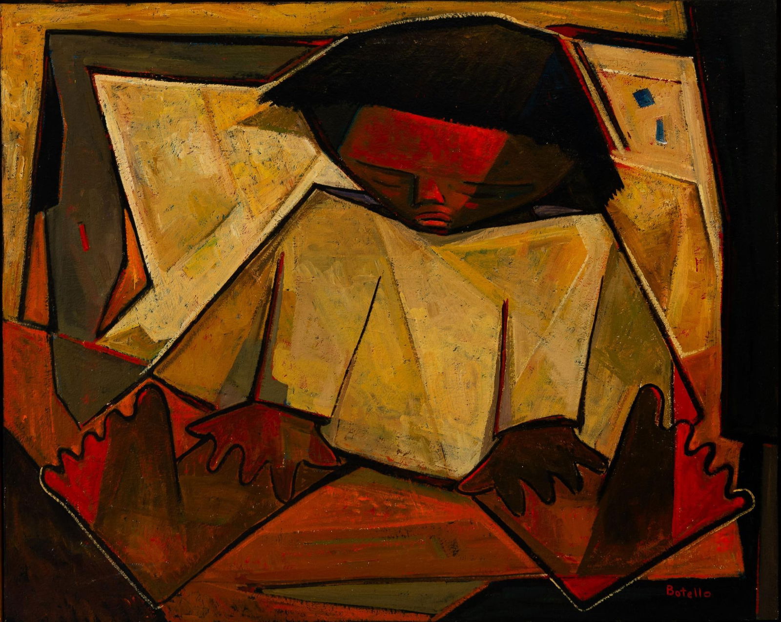 Angel Botello Oil on Board Painting (1 of 4)