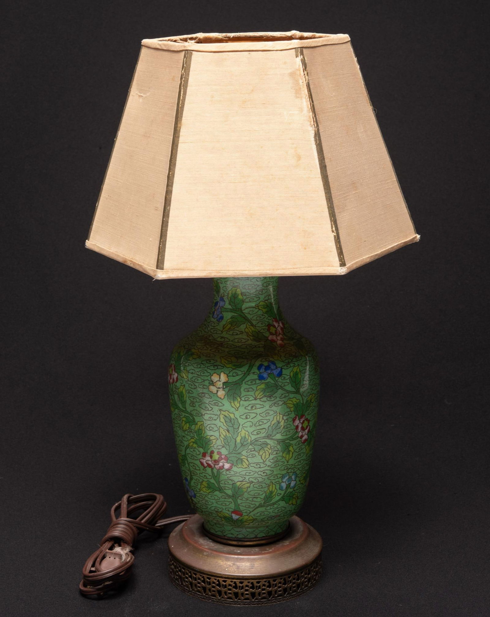 Antique Chinese Cloisonne Vase Table Lamp (1 of 4)