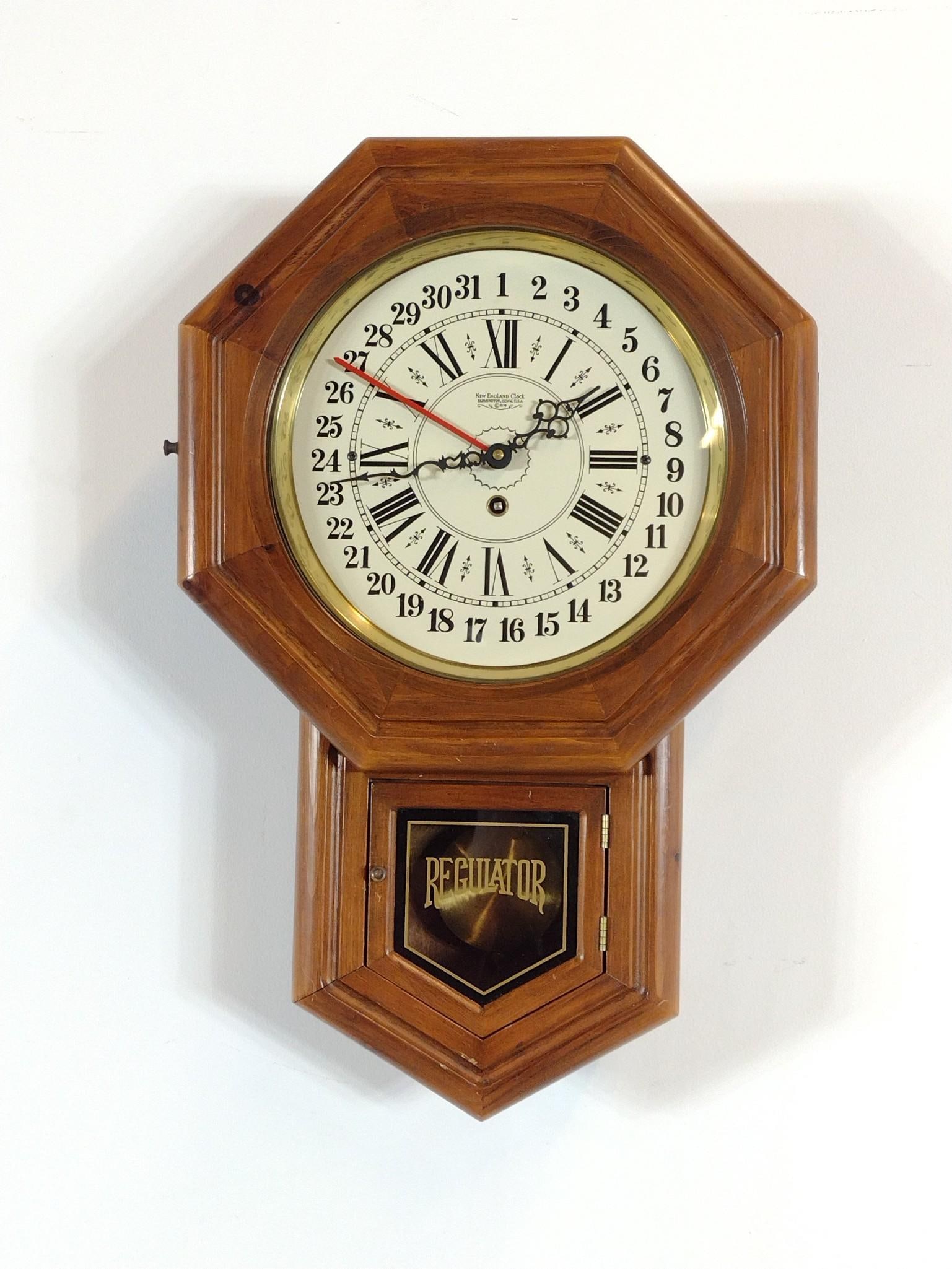 New England Clock Co Calendar Regulator Clock (1 of 5)