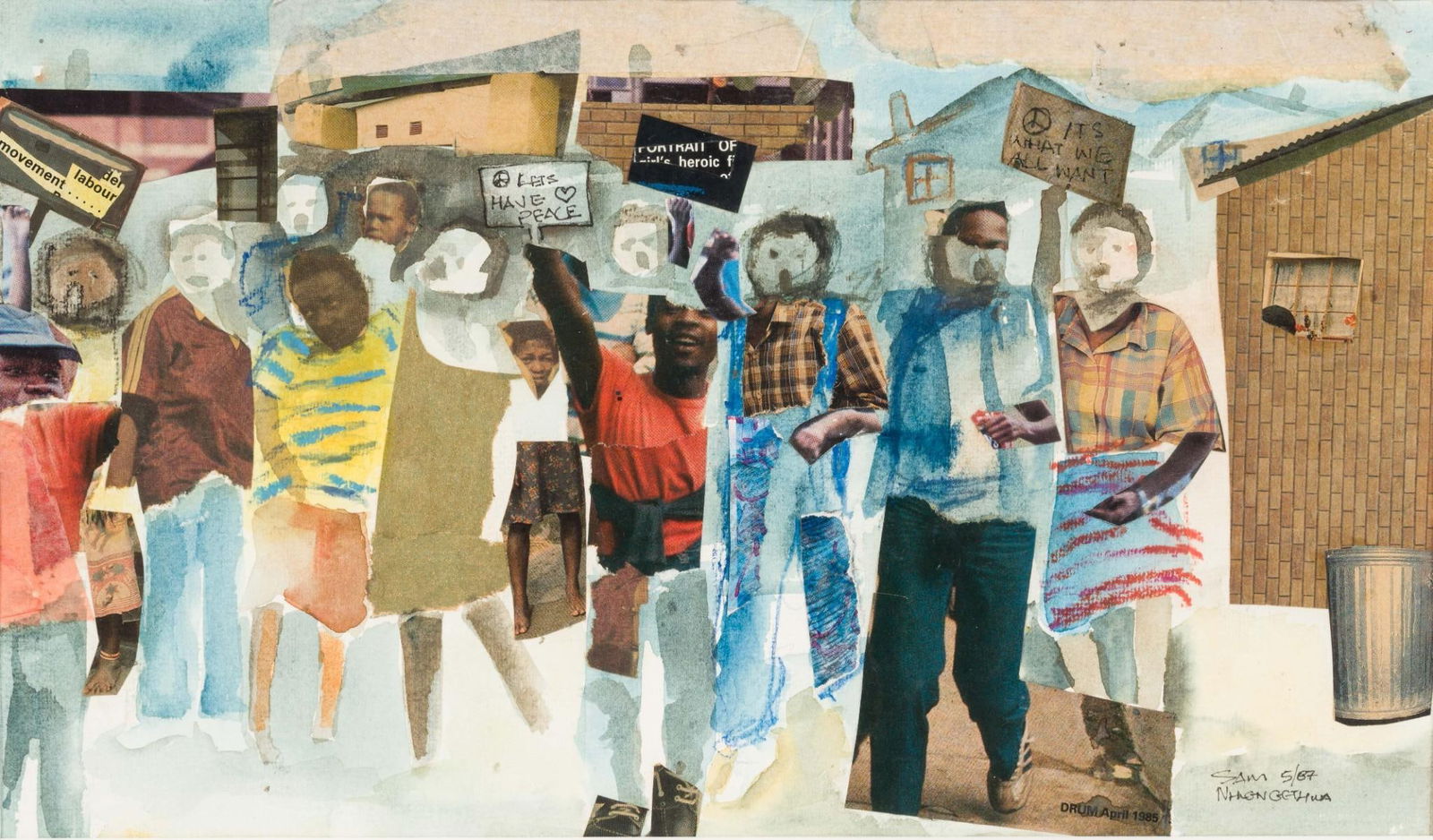 Jabulane Sam Nhlengethwa (South Africa, b. 1955) Mixed Media Collage (1 of 4)