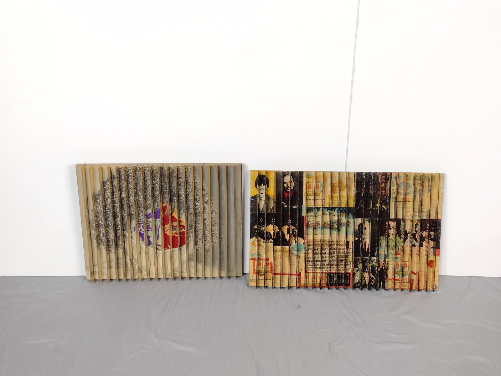 2 Yigal Elyadin 3D Wall Transformation Sculptures: NOT ELIGIBLE FOR IN-HOUSE SHIPPING. Measure 14-3/4" to 15-1/4" long x 20" to 24" wide. PROVENANCE: From the Estate of Yigal Elyadin. Yigal Elyadin was born in 1950 in Tel Aviv, Israel and came to the 