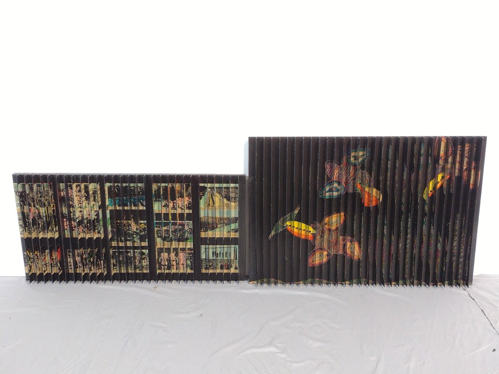 2 Yigal Elyadin 3D Wall Transformation Sculptures: NOT ELIGIBLE FOR IN-HOUSE SHIPPING. Large 30" wide X 2" deep X 20" high. Small 30" wide X 2" deep X 15" high. PROVENANCE: From the Estate of Yigal Elyadin. Yigal Elyadin was born in 1950 in Tel Aviv, 