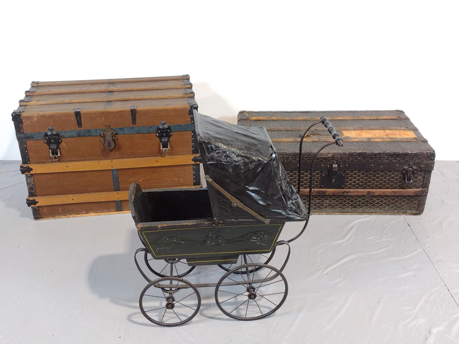 Two Steamer Trunks And Doll Buggy (1 of 8)