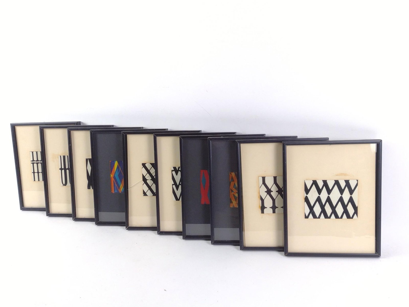 10 Yigal Elyadin Geometric Prints: NOT ELIGIBLE FOR IN-HOUSE SHIPPING. Includes letters and shapes. Measure overall 10-1/4" long x 8-1/4" wide. PROVENANCE: From the Estate of Yigal Elyadin. Yigal Elyadin was born in 1950 in Tel Aviv,