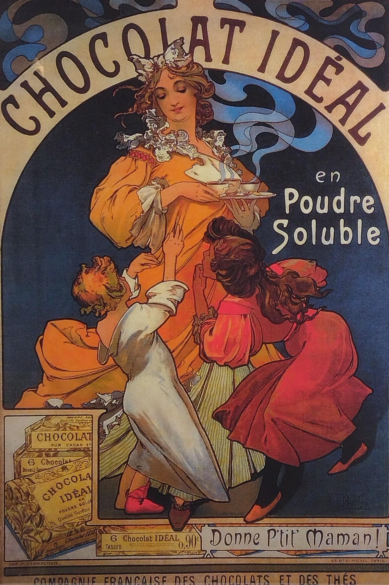 Donne Ptie Maman "Chocolate Ideal" Print: NOT ELIGIBLE FOR IN-HOUSE SHIPPING. Sight: 29" high x 19-1/2" wide. Overall with frame: 32-1/4" high x 23-1/4" wide.