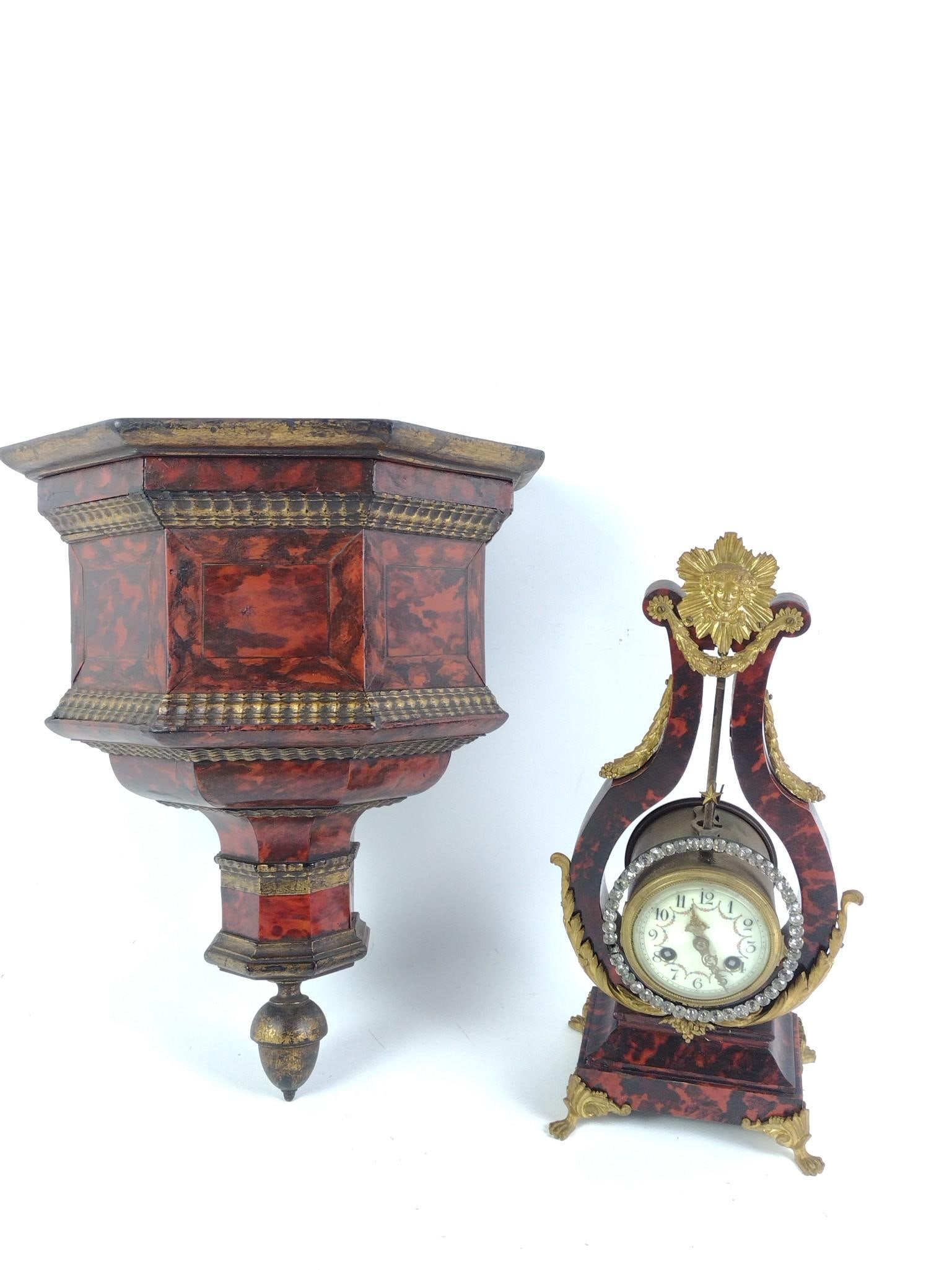 Replica Tortoiseshell Clock with Matching Wall Shelf (1 of 12)