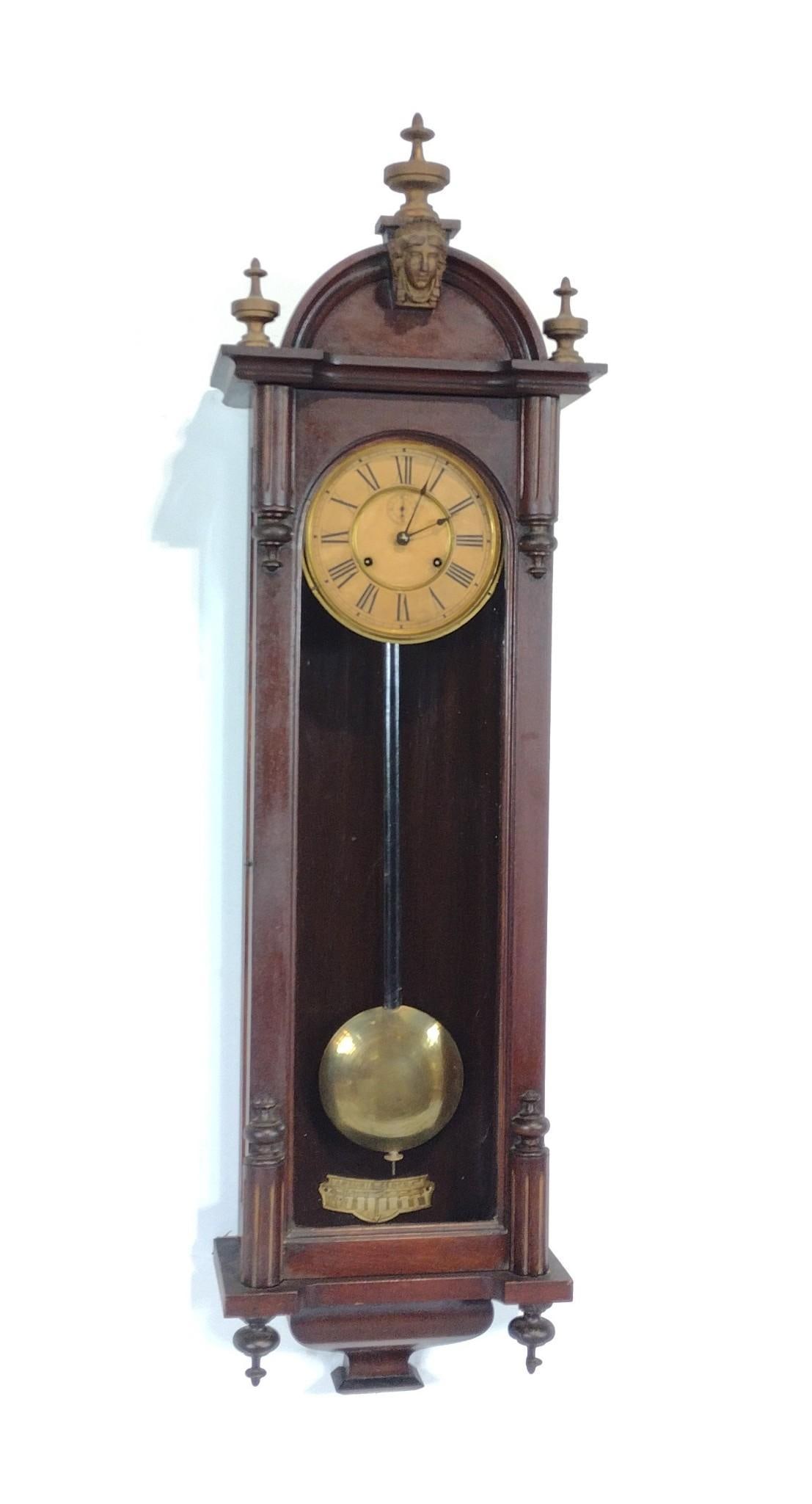 Wall Clock: NOT ELIGIBLE FOR IN-HOUSE SHIPPING. 13-1/2" wide X 7" deep X 52" high. Starts and stops.