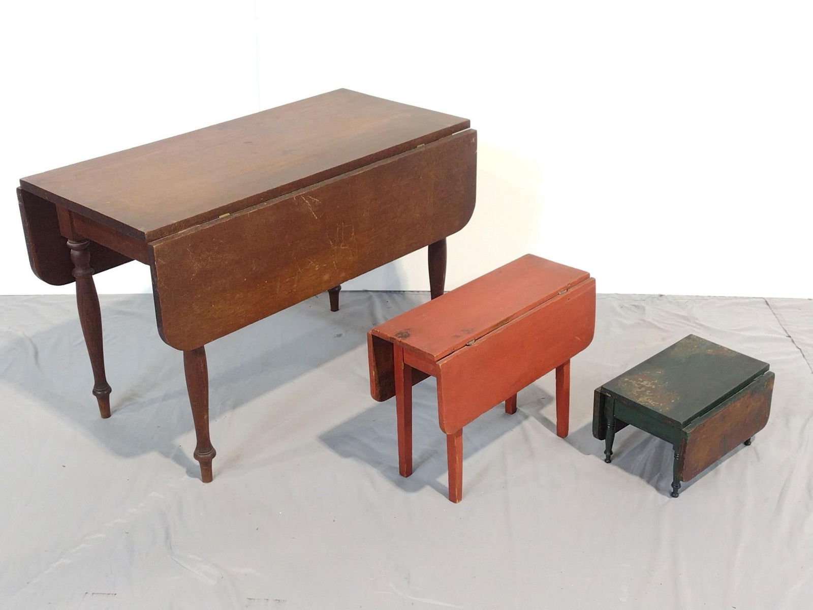 3 -19th C. American Miniature Drop-Leaf Tables (1 of 5)