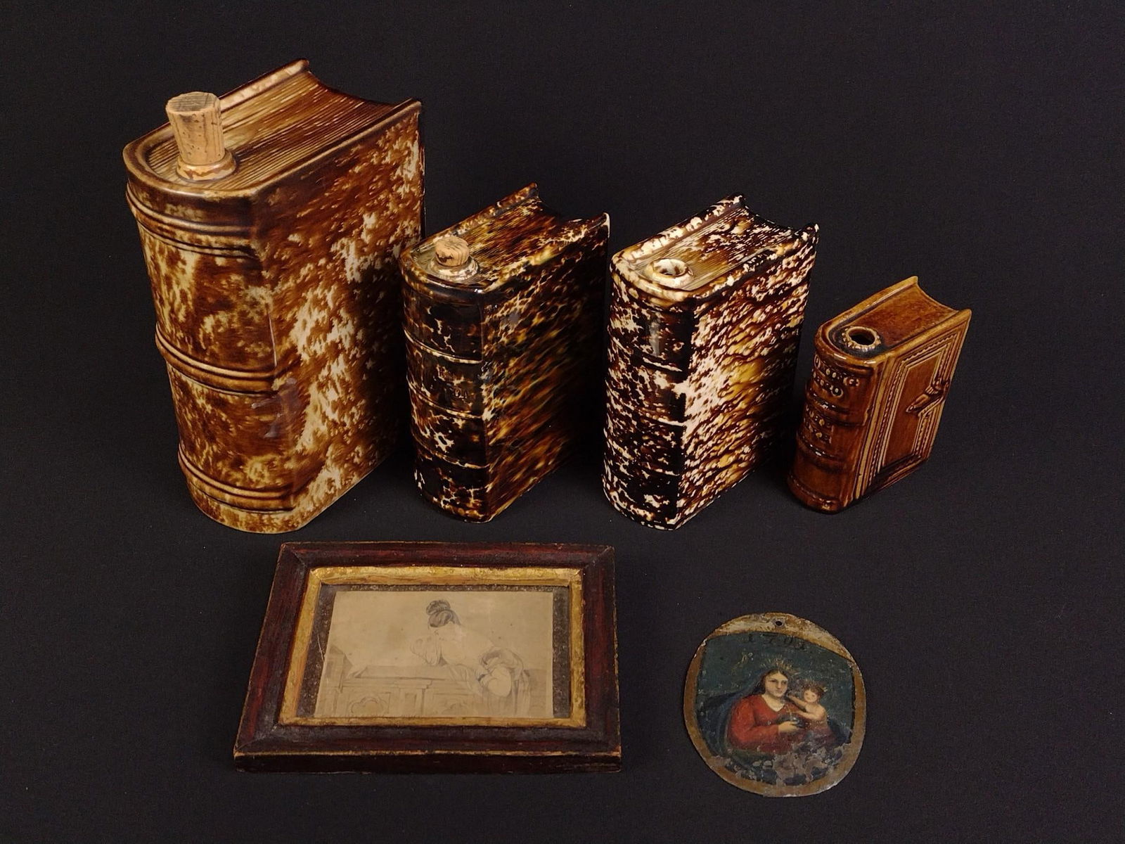 3 Vintage Book Decanters and 2 Miniature Portraits (1 of 4)