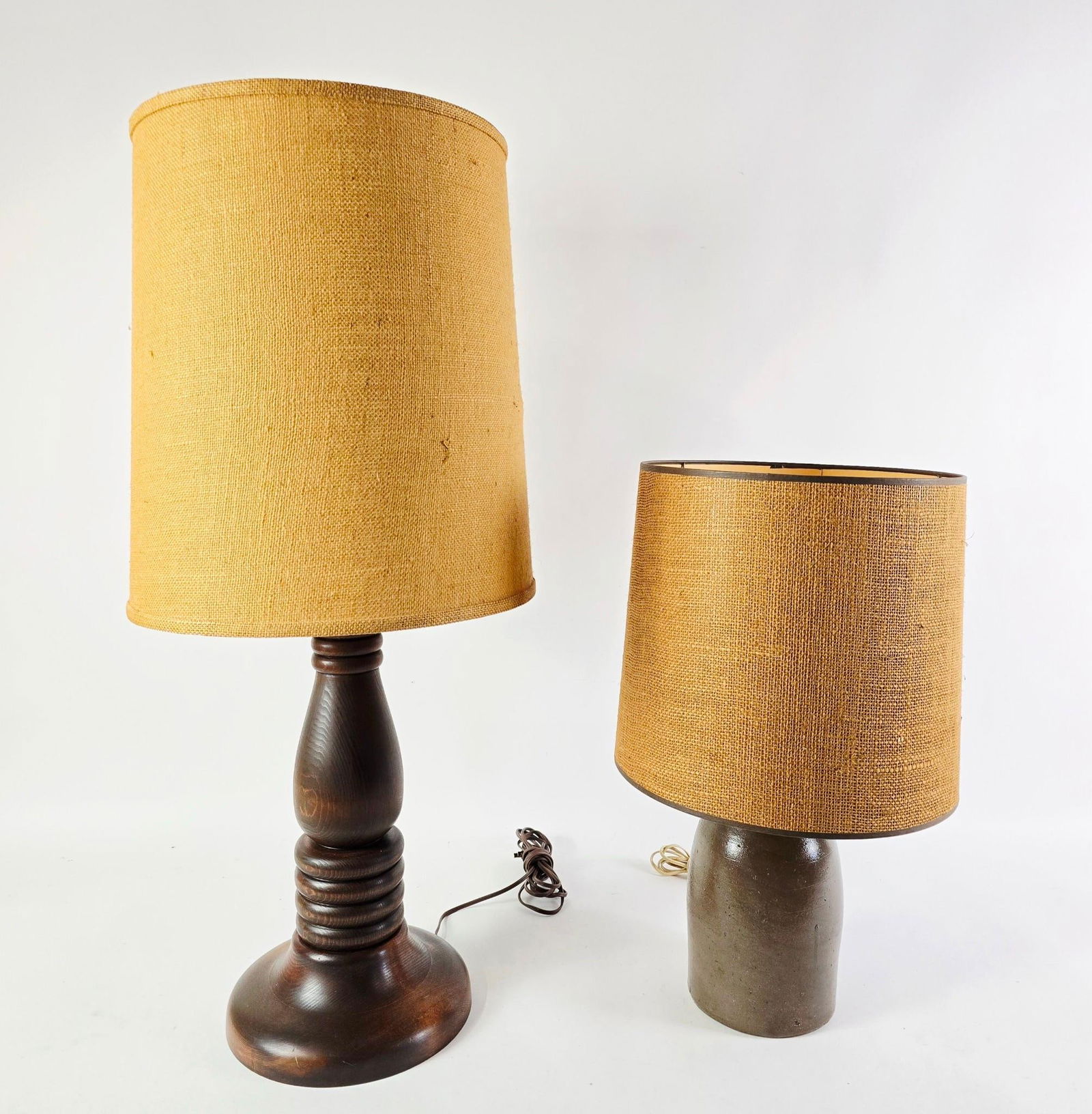 2 Vintage Lamps incl Wood and Stoneware (1 of 3)
