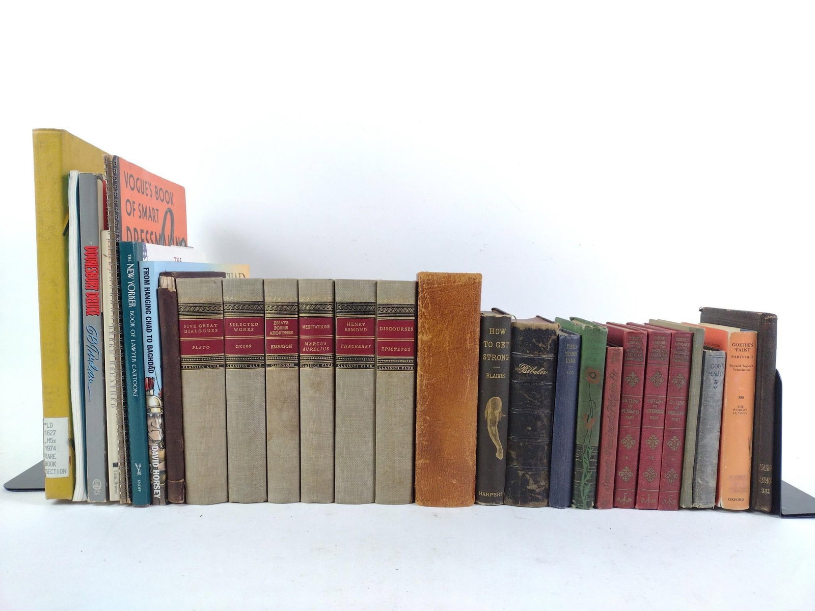 28 Antique Books incl. Vogue's Book of Smart Dressmaking: NOT ELIGIBLE FOR IN-HOUSE SHIPPING. Also includes Balzac's Shorter Stories; How to Get Stronger; Sonnets, Passionate Pilgrim, Etc; Mother Kate & the Brownies; and more. Wear to dust jackets, covers, p