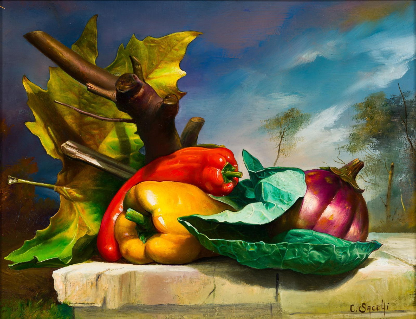 Claudio Sacchi Still Life of Peppers Painting (1 of 5)