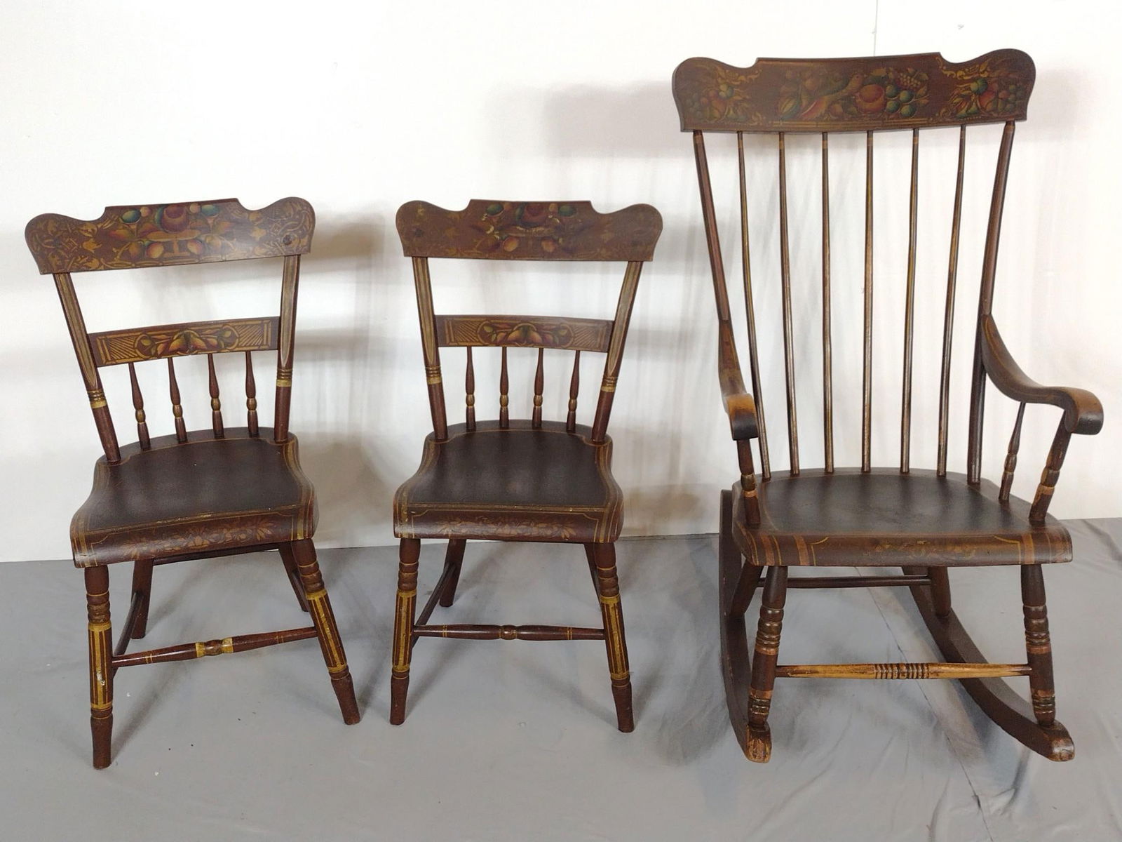 3 Stencil Painted Chairs Incl Rocker (1 of 7)