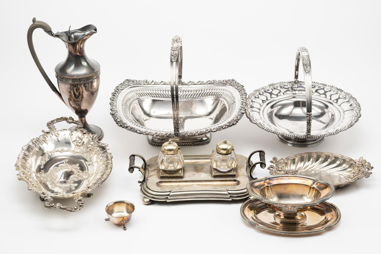 8 Pcs Silverplate incl Desk Tray with Ink Wells (1 of 8)