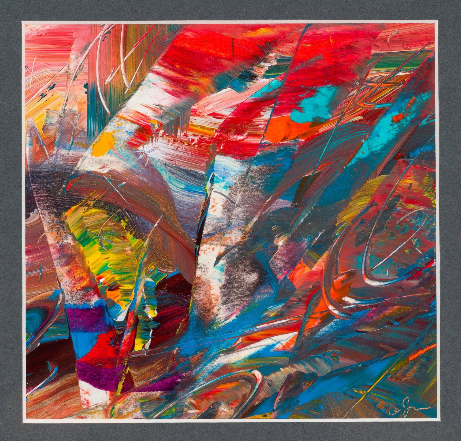 Joel Masewich Abstract Painting: Sight: Overall with frame: