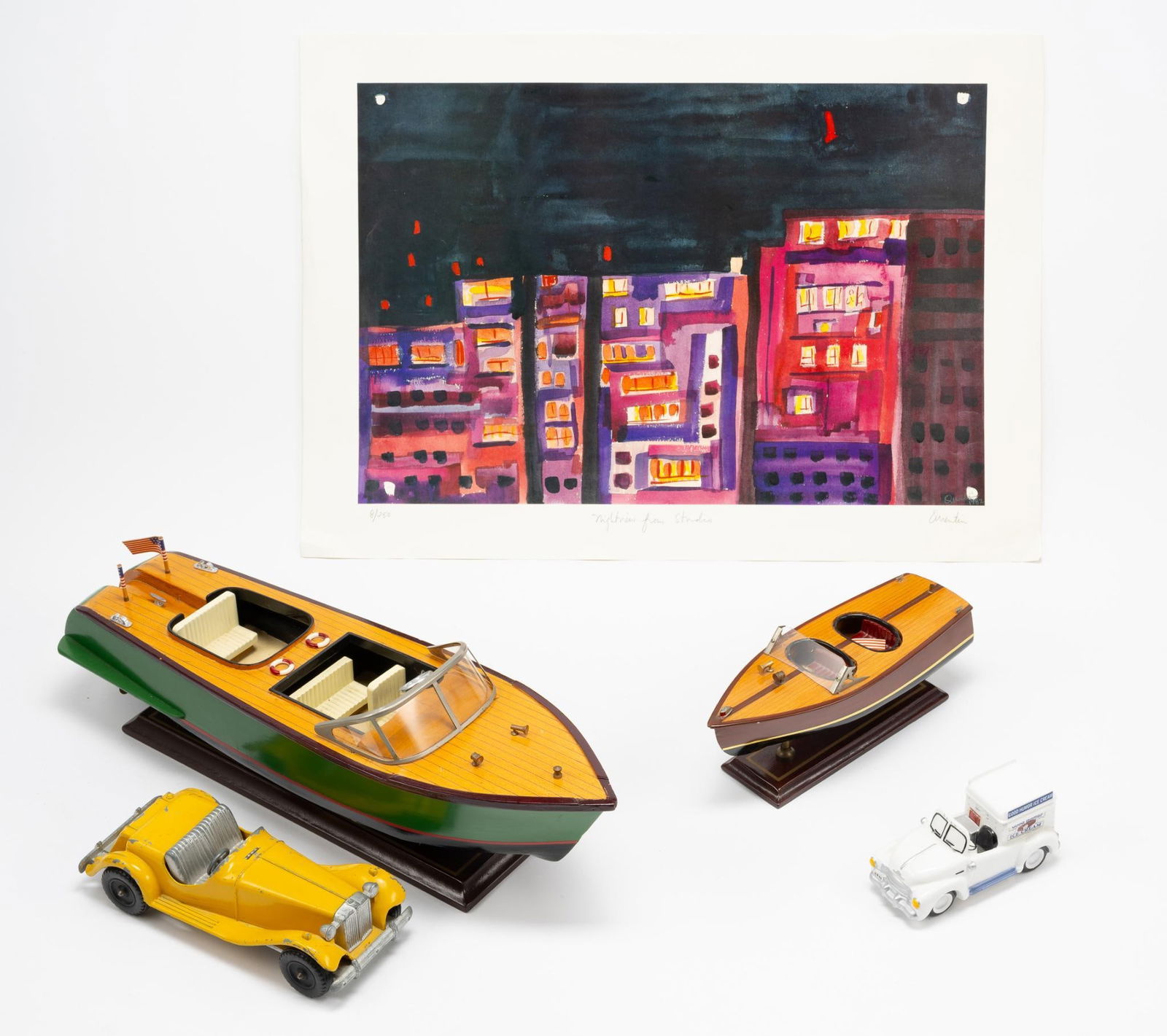 Ltd Ed Print and 4 Model Boats / Cars (1 of 8)