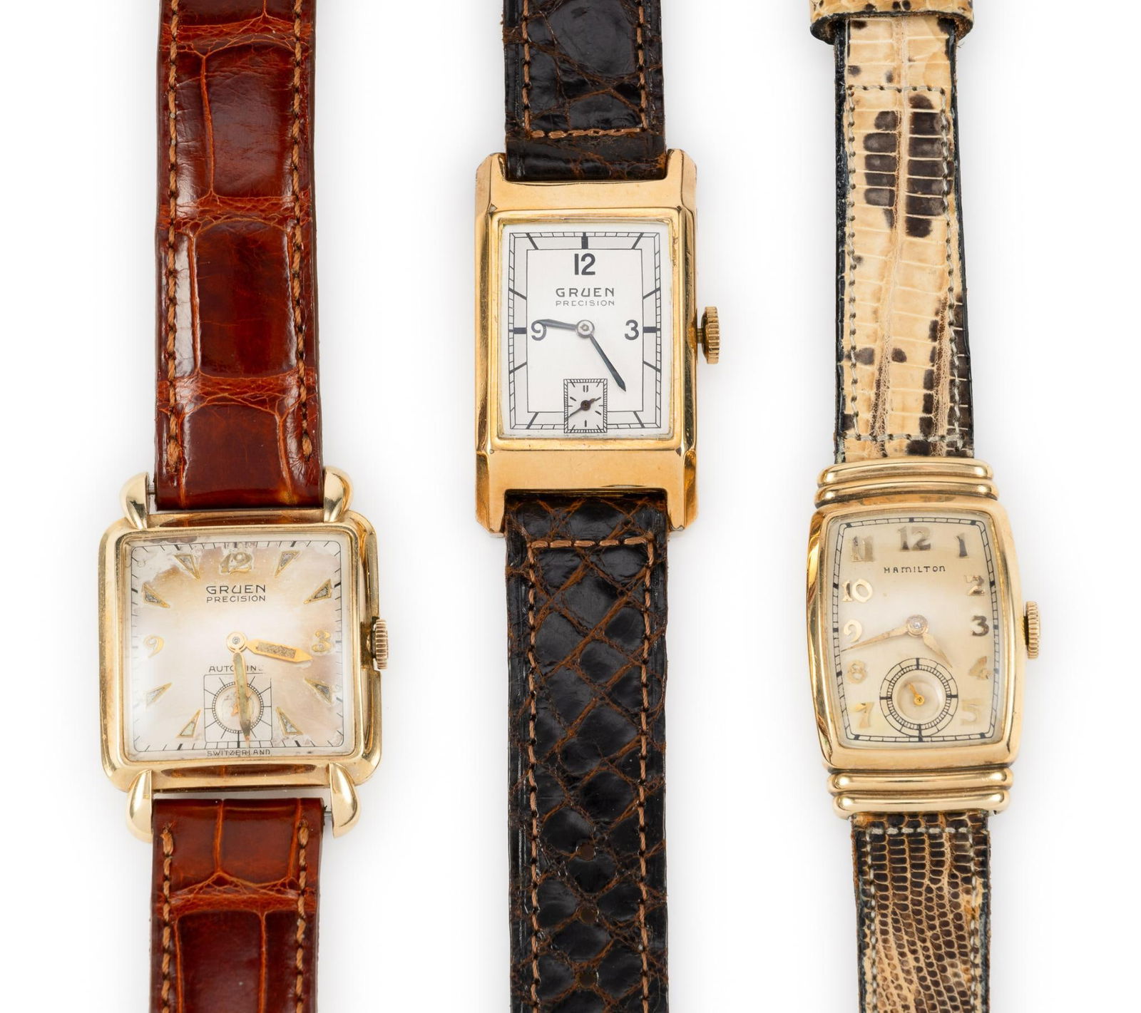3 Gold Filled Antique Wrist Watches Gruen and Hamilton (1 of 4)