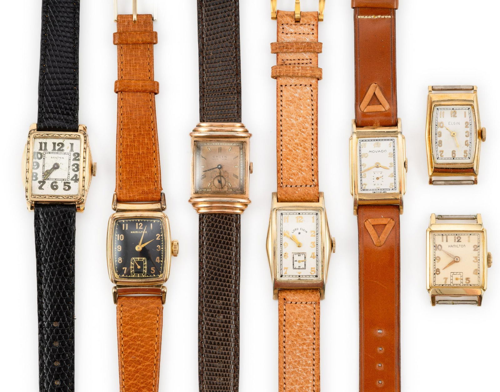 Seven Antique Gold Filled Wrist Watches Hamilton Gruen Movado Elgin (1 of 4)