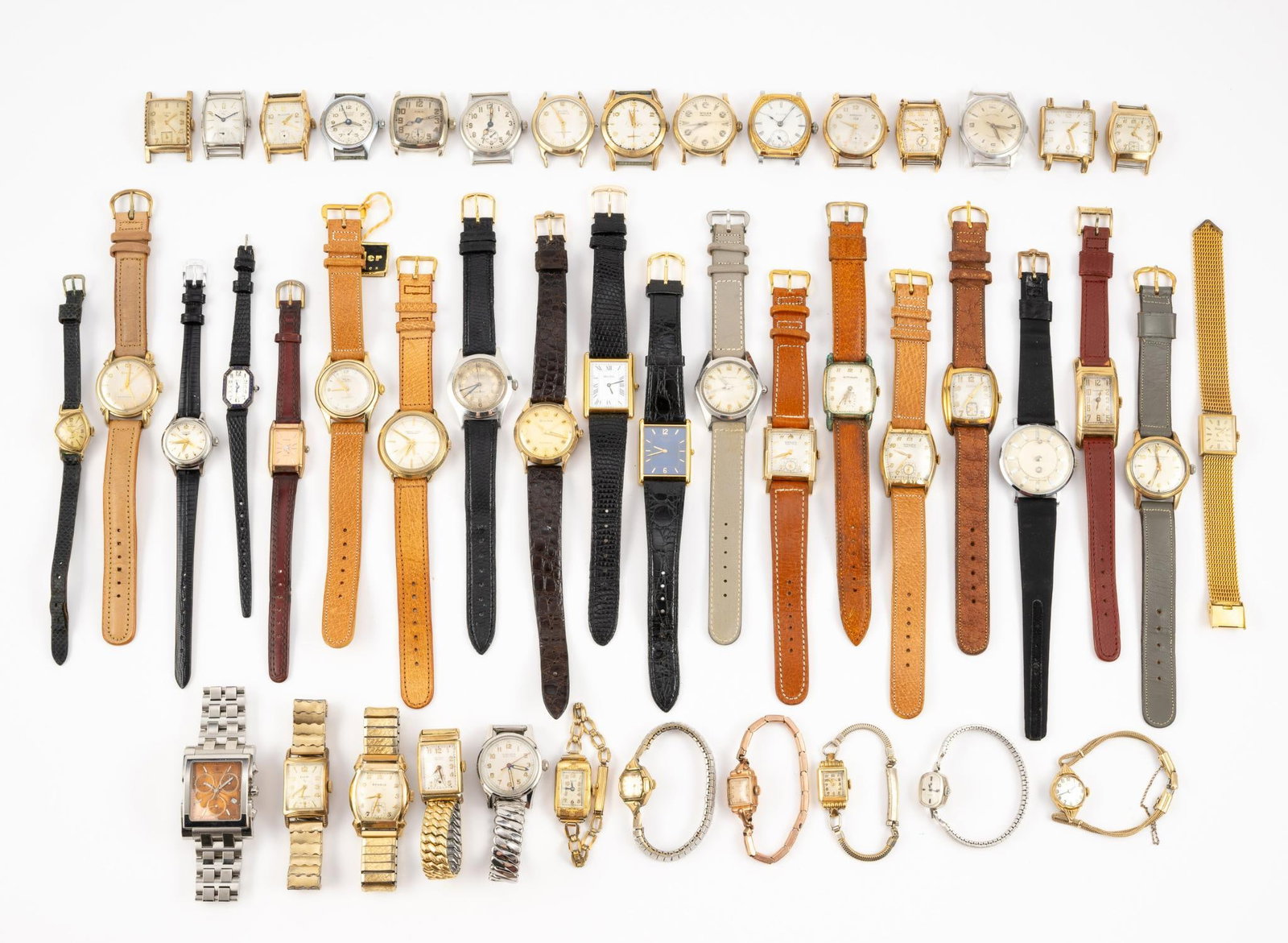 Non-Running Antique Wrist Watches: 49 watches with some better antiques included including a Hamilton Automatic with very nice dial. From an estate collection with hundreds of vintage watches many being finer than average.