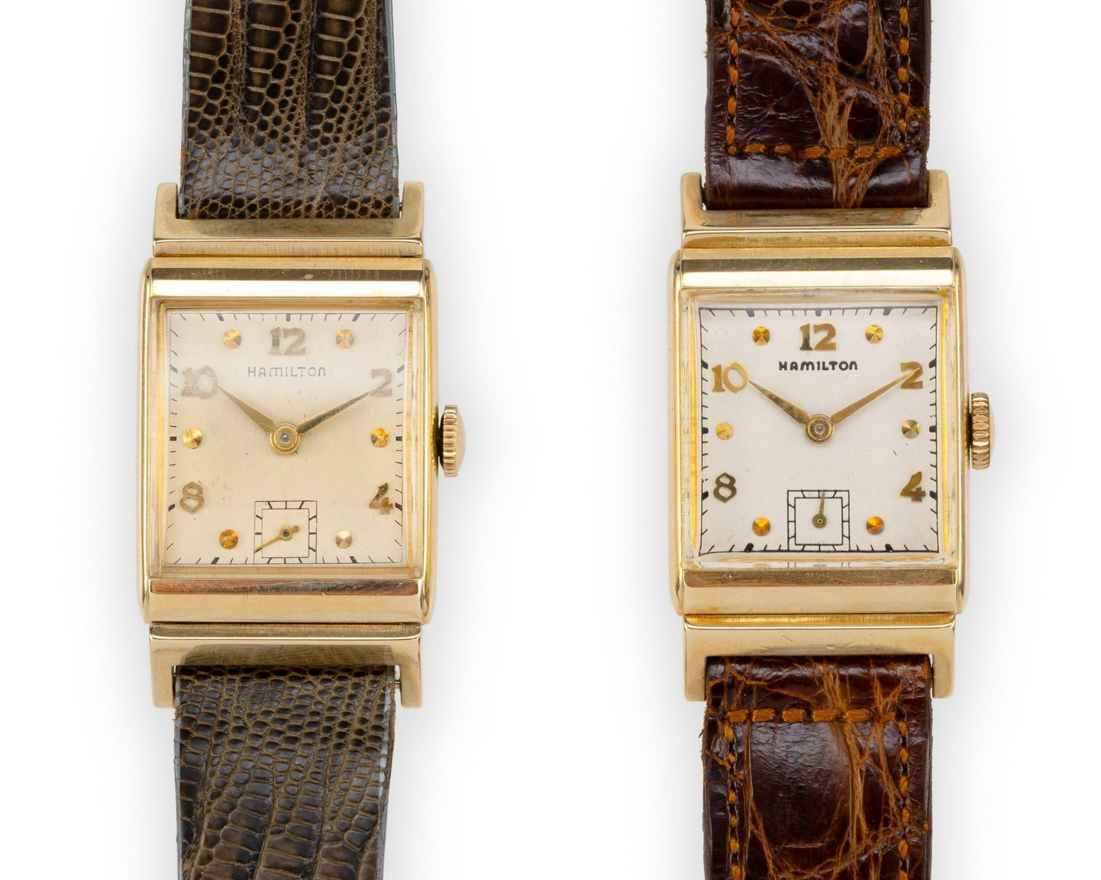 2 14K Gold Rectangular Hamilton Wrist Watches (1 of 4)