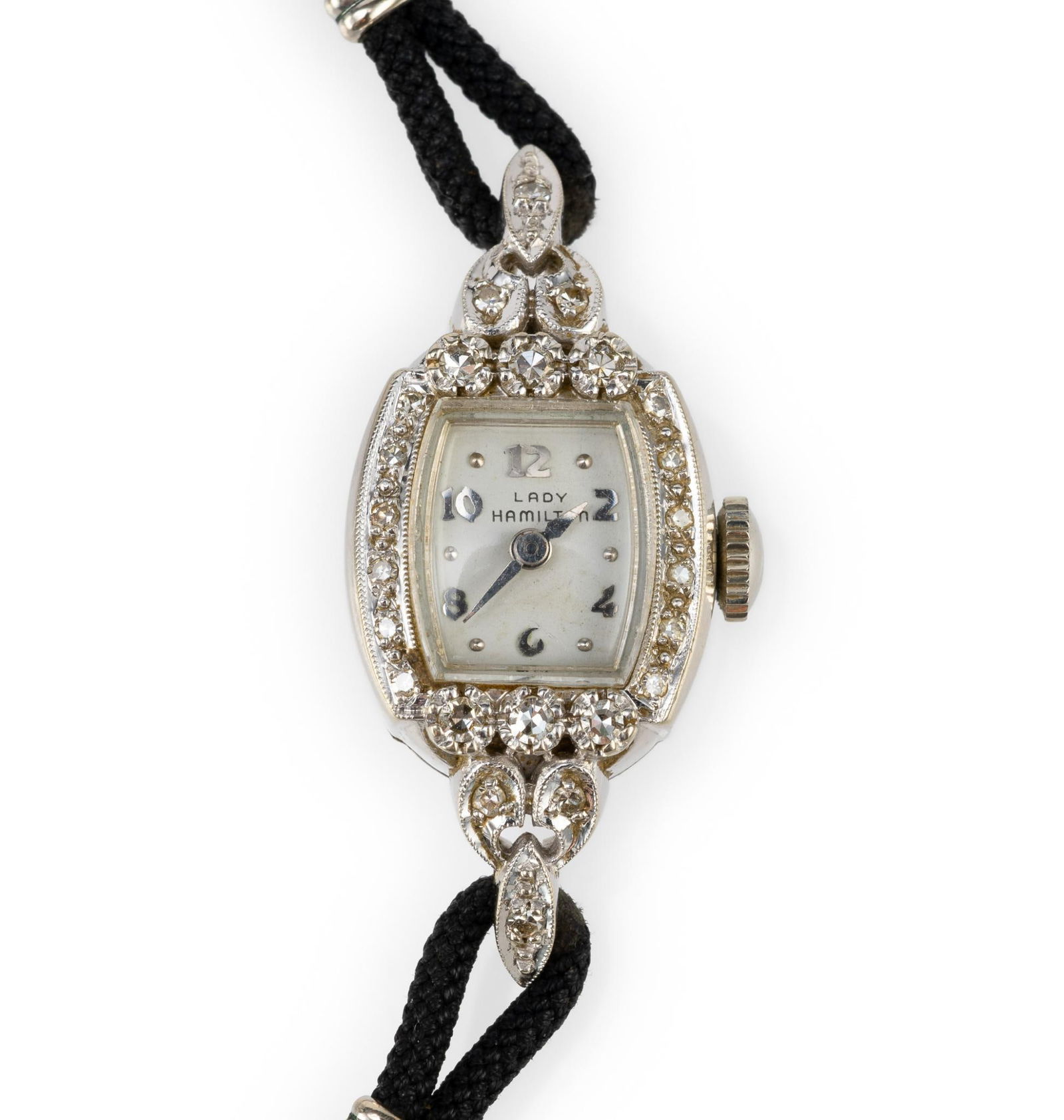 14K White Gold Lady Hamilton Cord Watch (1 of 4)
