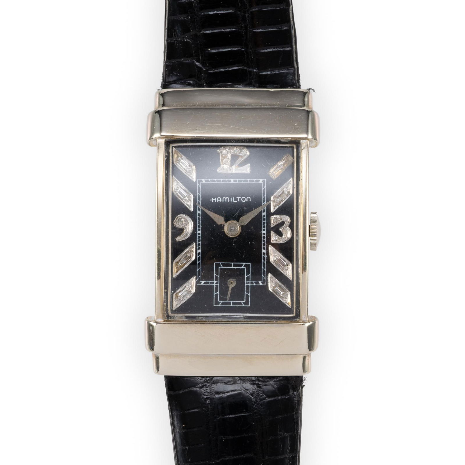 14K White Gold Hamilton Diamond Dial Wrist Watch (1 of 5)