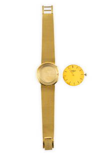 18K Scrap Gold Chopard Bracelet Wrist Watch: This lot may be used as a running watch. The movement sets, winds, and keeps time but not checked for accuracy. The dial has staining and apparently has been resurfaced. The watch case is marked L. U.